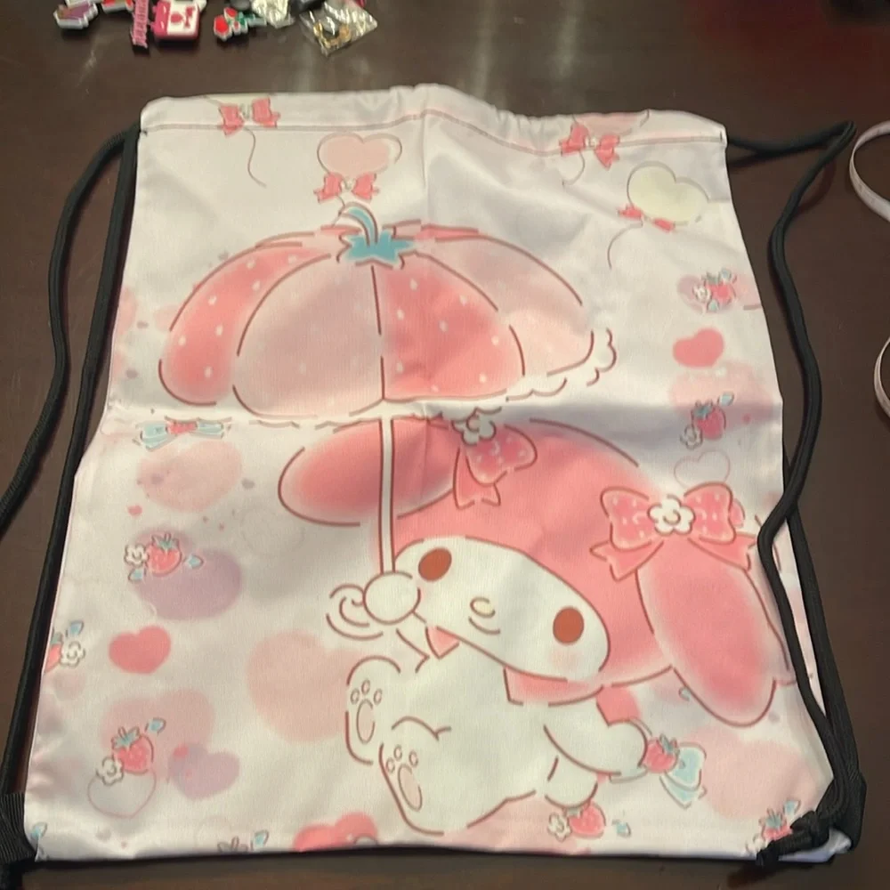 Cute Pink My Melody Drawstring Bag with Character Design new hello Kitty